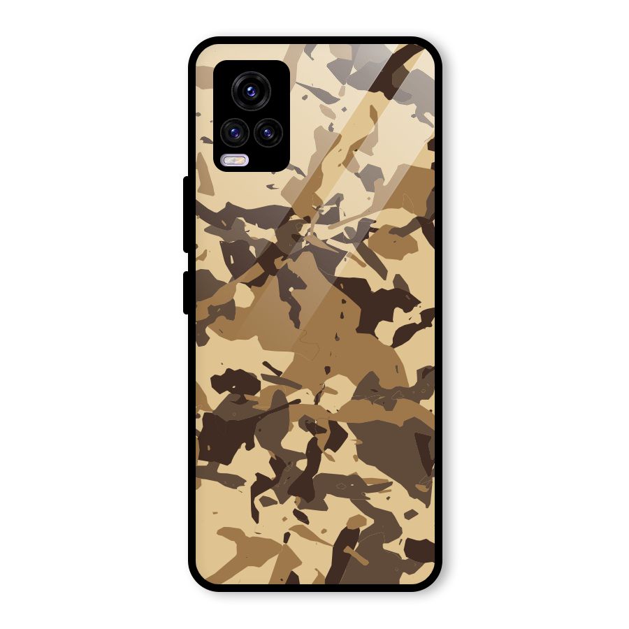 Brown Camouflage Army Glass Back Case for Vivo V20 2021