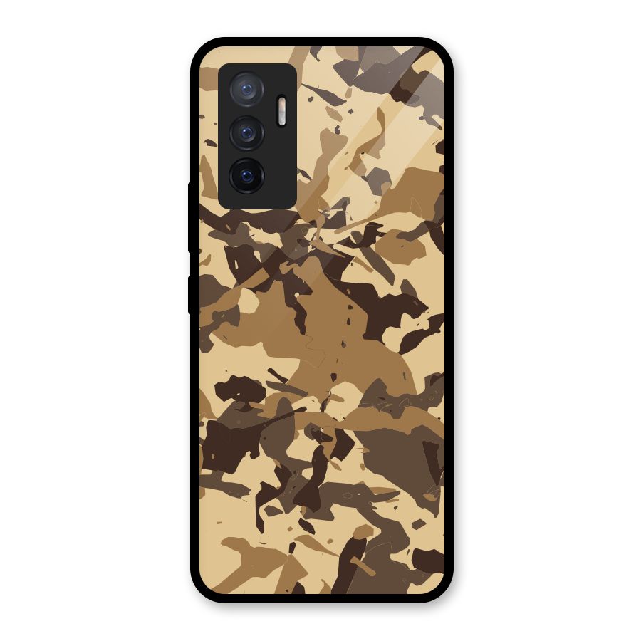 Brown Camouflage Army Glass Back Case for Vivo V23e