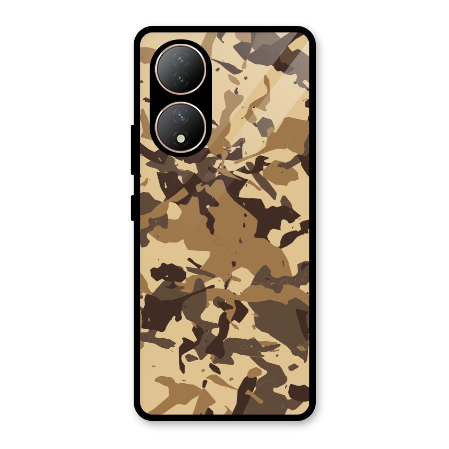 Brown Camouflage Army Glass Back Case for Vivo Y100A