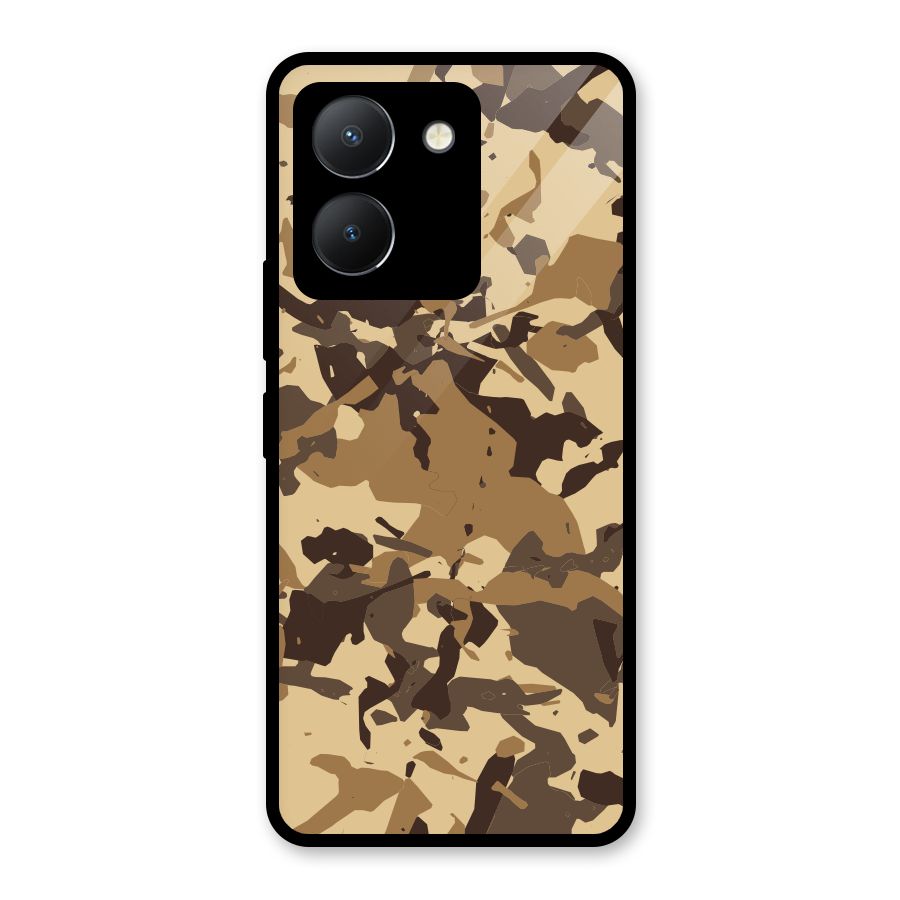 Brown Camouflage Army Glass Back Case for Vivo Y36