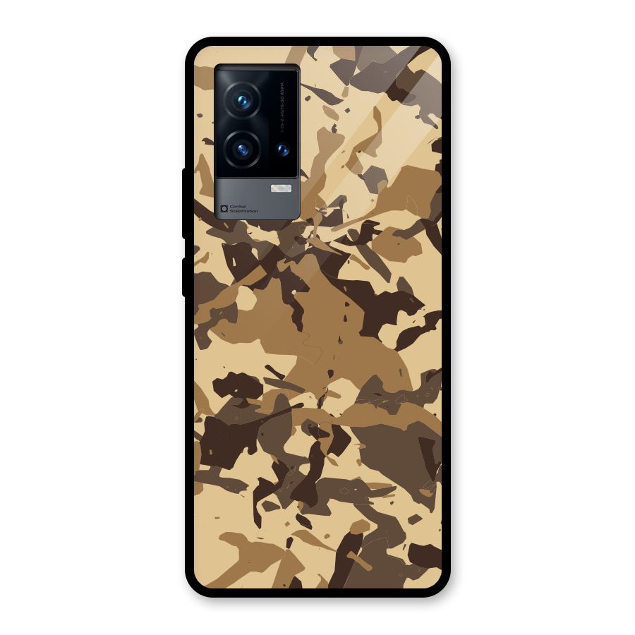 Brown Camouflage Army Glass Back Case for iQOO 9 5G