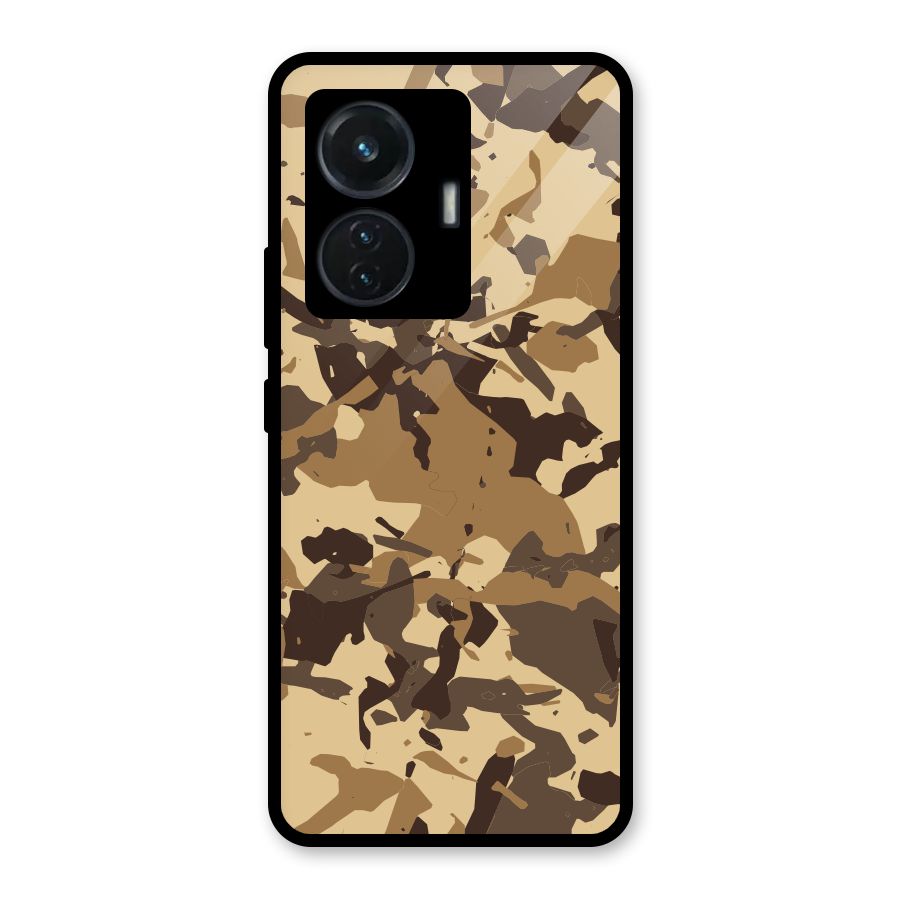 Brown Camouflage Army Glass Back Case for iQOO Z6 44W