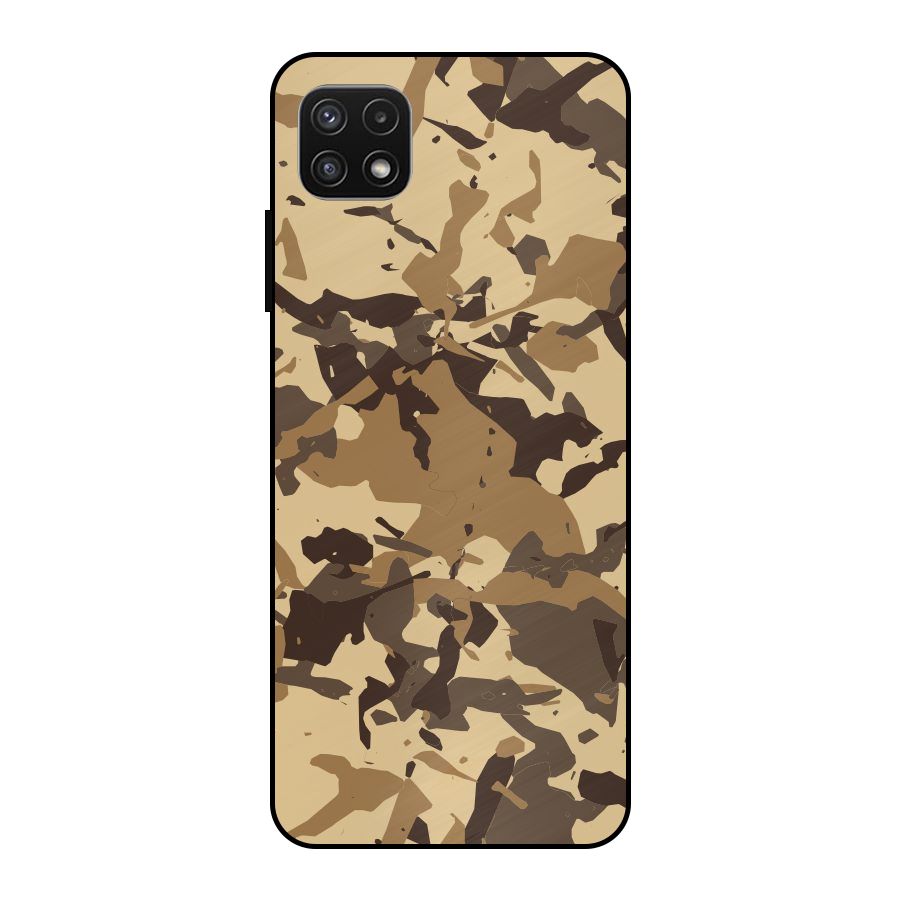 Brown Camouflage Army Metal Back Case for Galaxy A22 5G