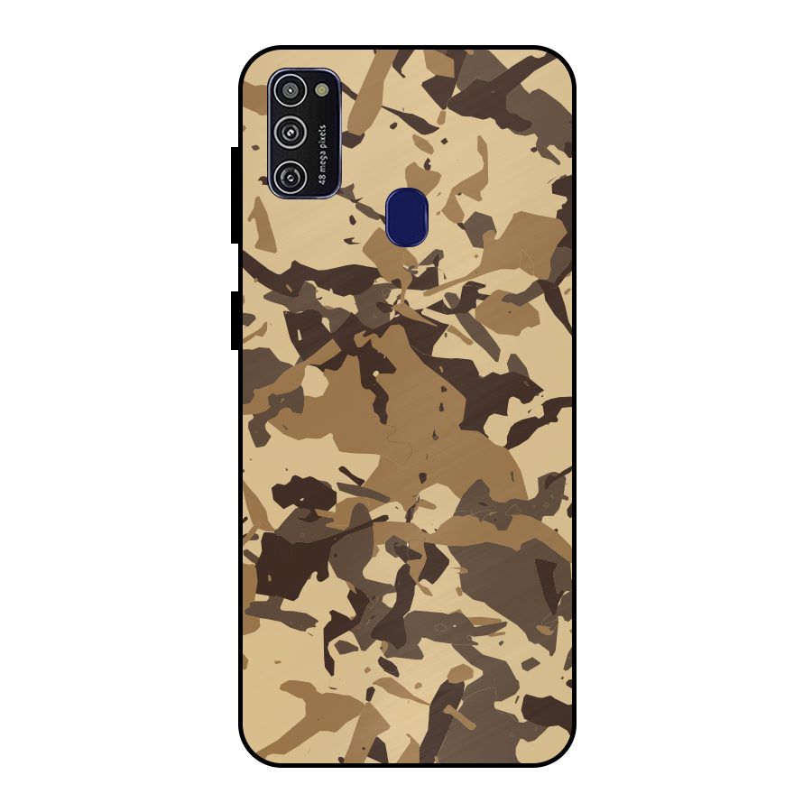 Brown Camouflage Army Metal Back Case for Galaxy M30s