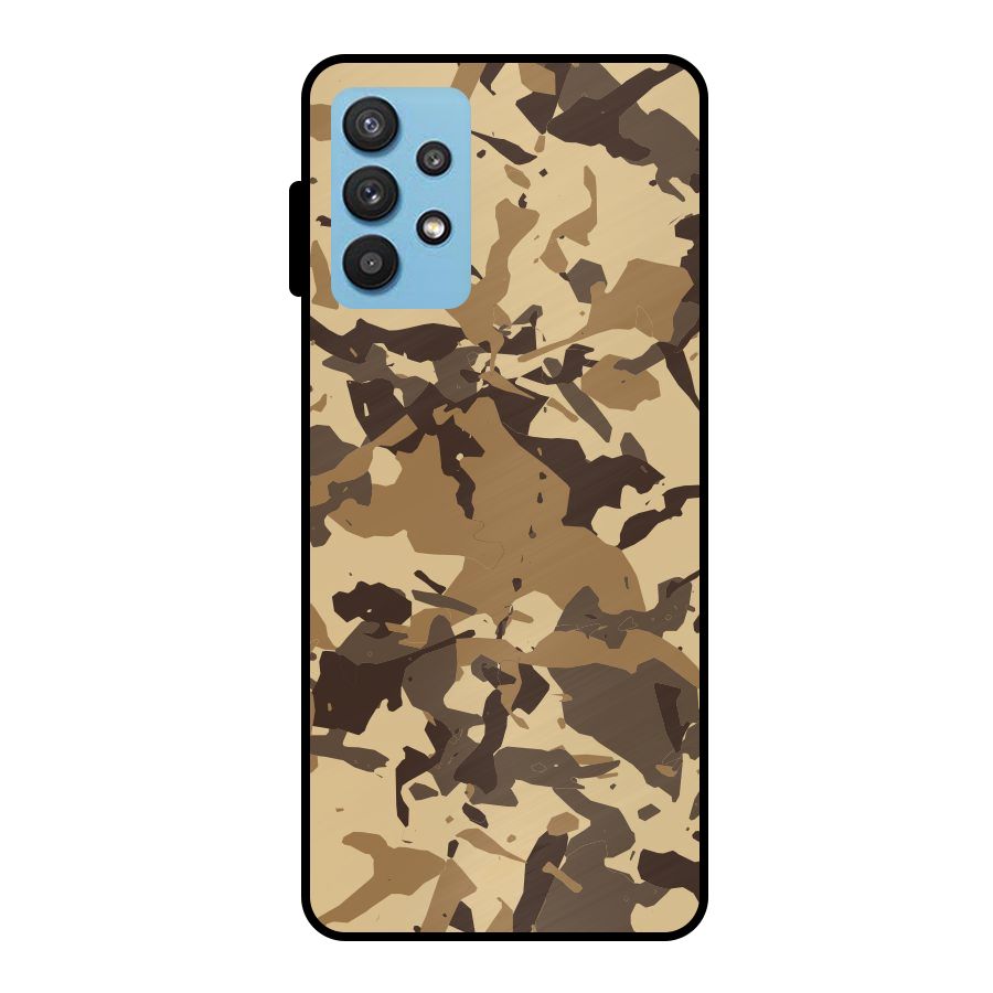 Brown Camouflage Army Metal Back Case for Galaxy M32 5G