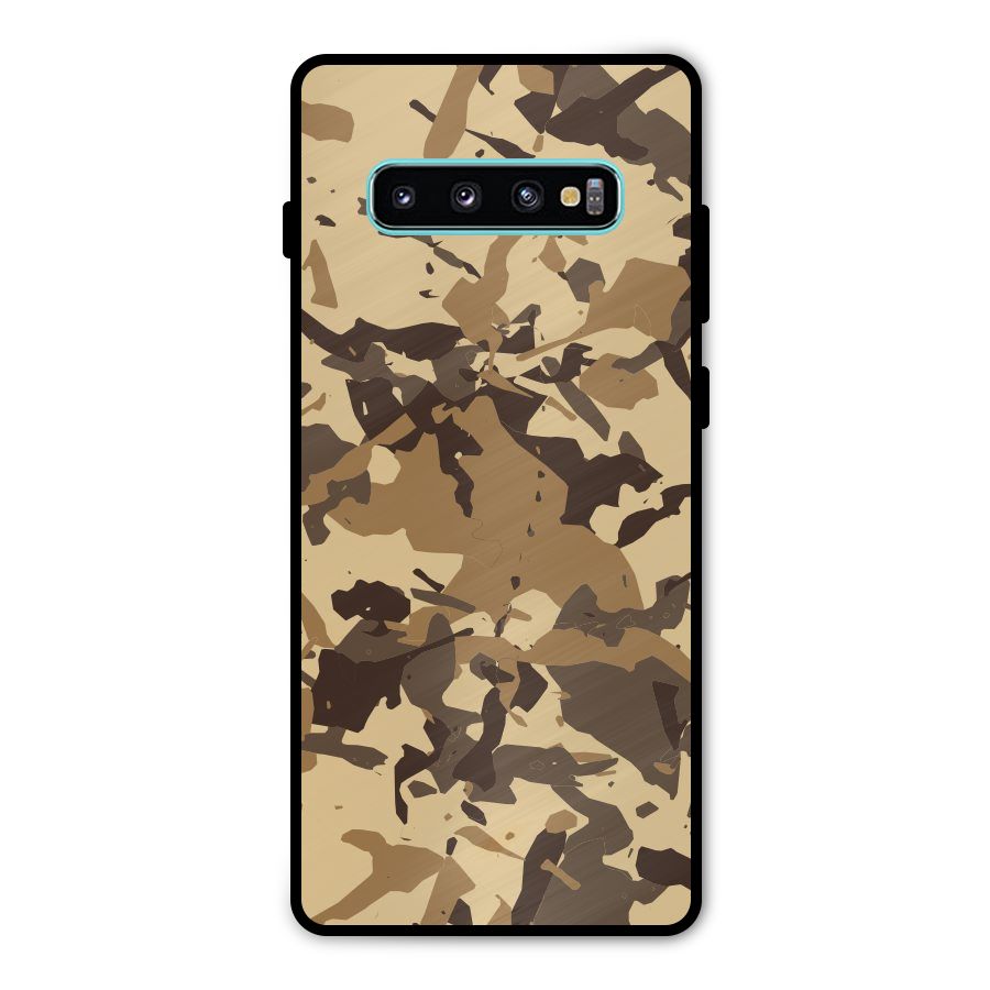 Brown Camouflage Army Metal Back Case for Galaxy S10 Plus