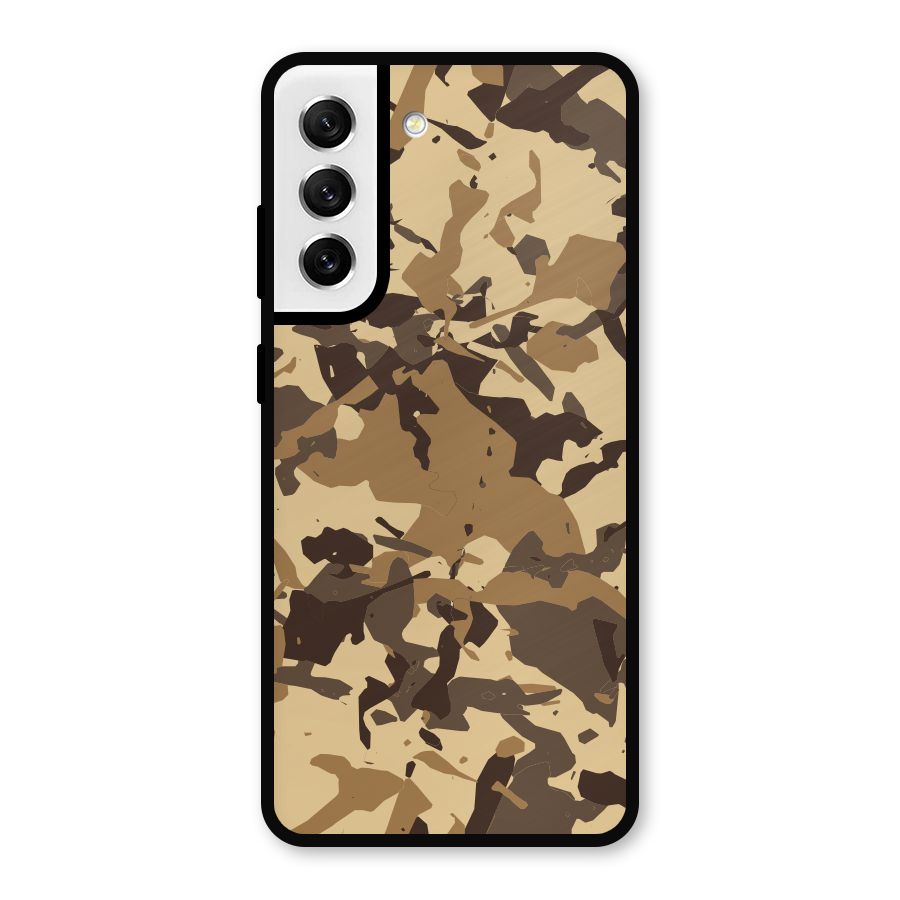 Brown Camouflage Army Metal Back Case for Galaxy S21 FE 5G