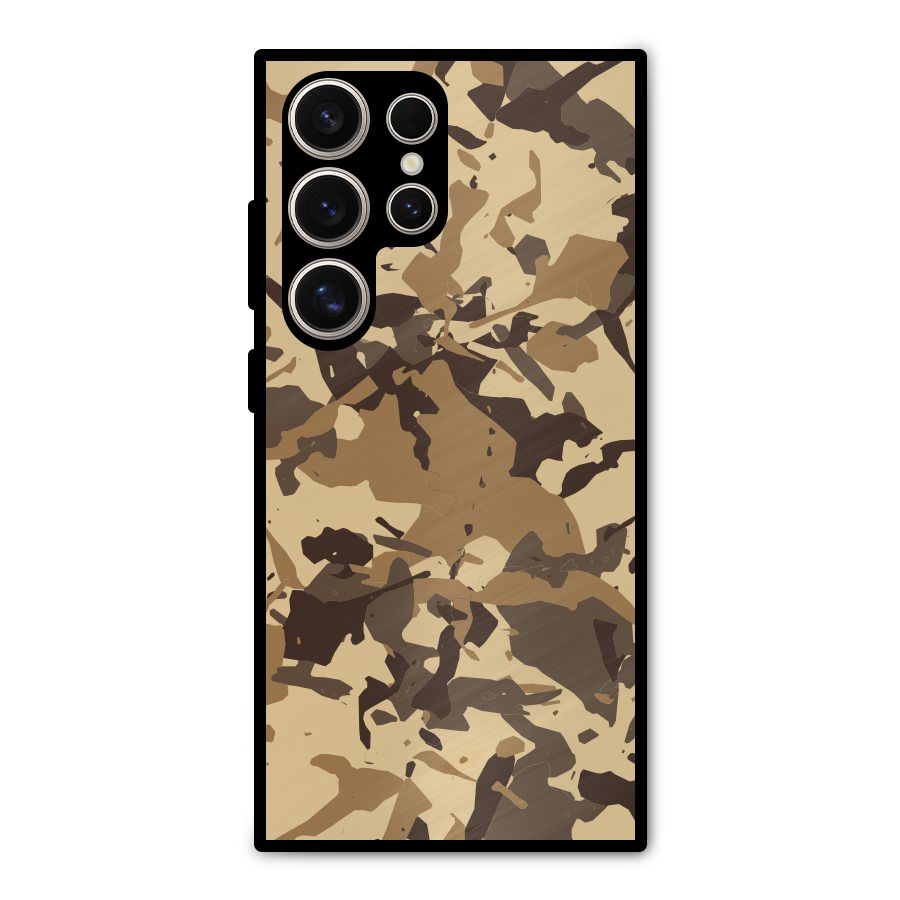 Brown Camouflage Army Metal Back Case for Galaxy S24 Ultra