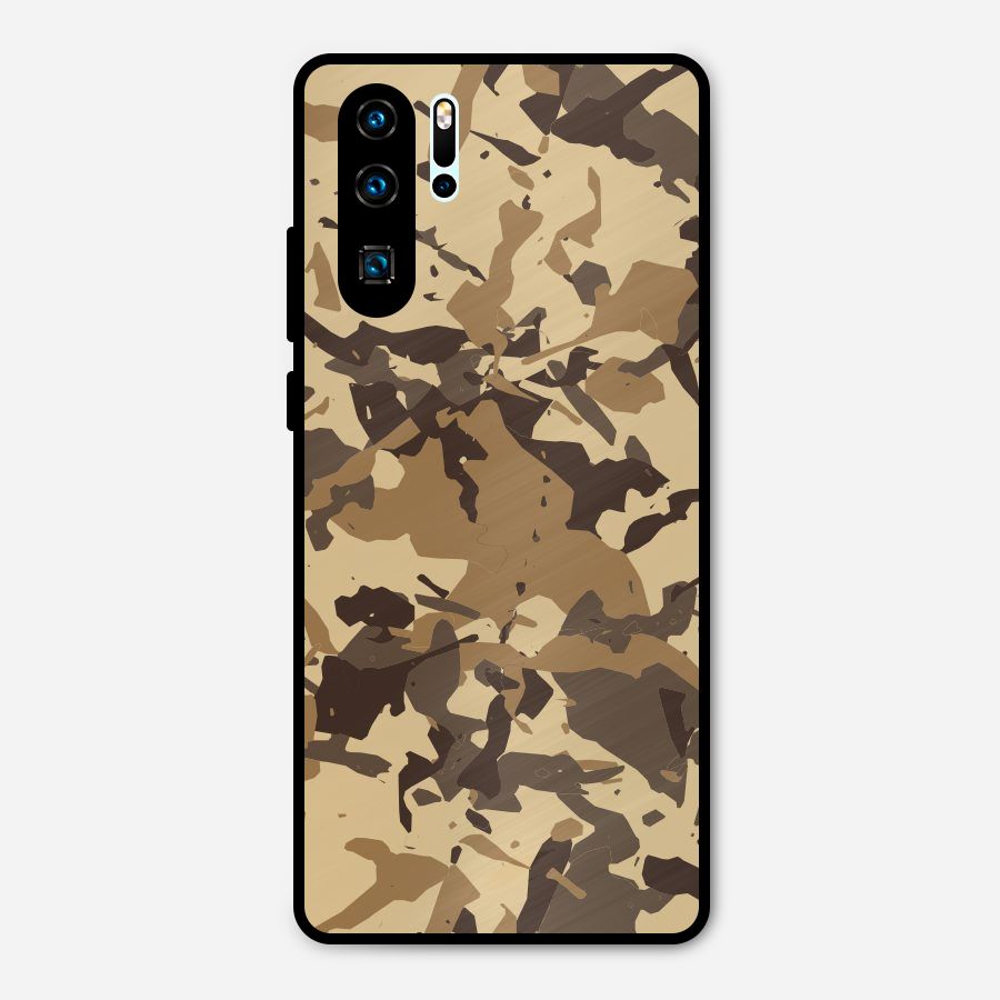 Brown Camouflage Army Metal Back Case for Huawei P30 Pro