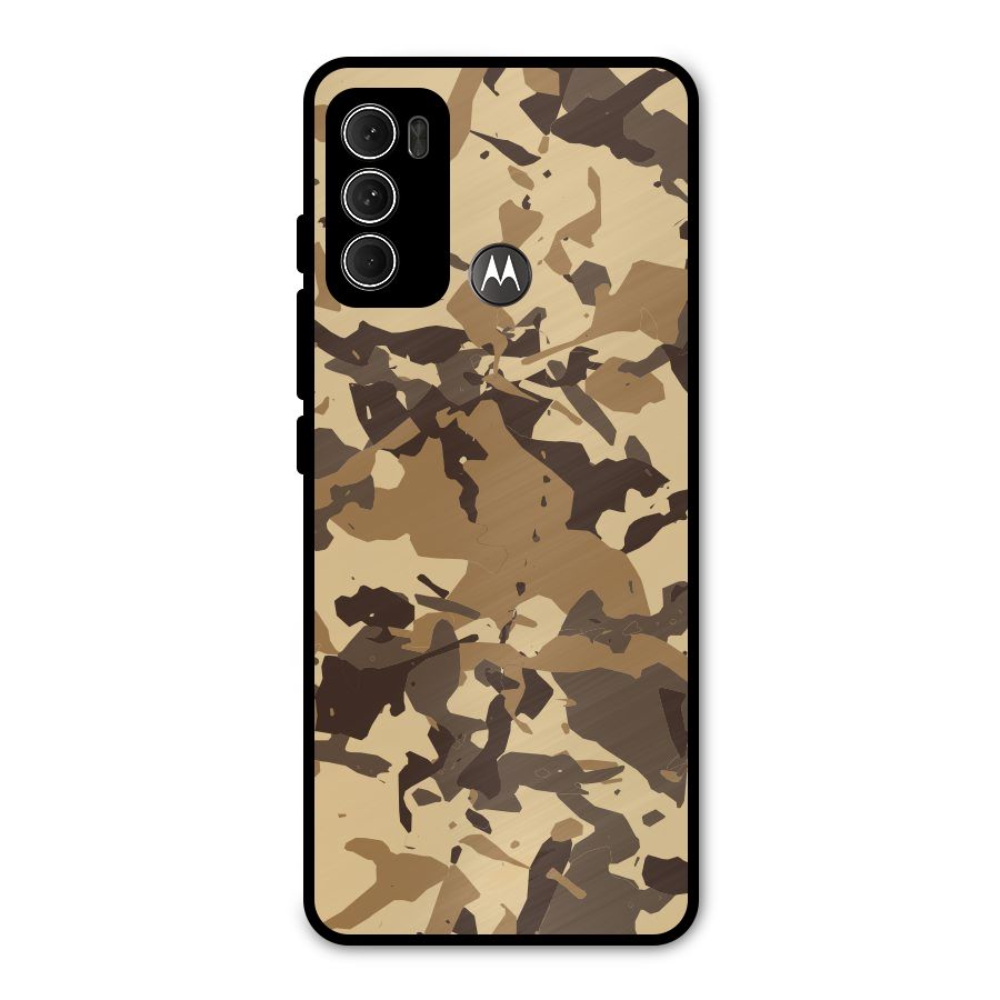 Brown Camouflage Army Metal Back Case for Moto G60