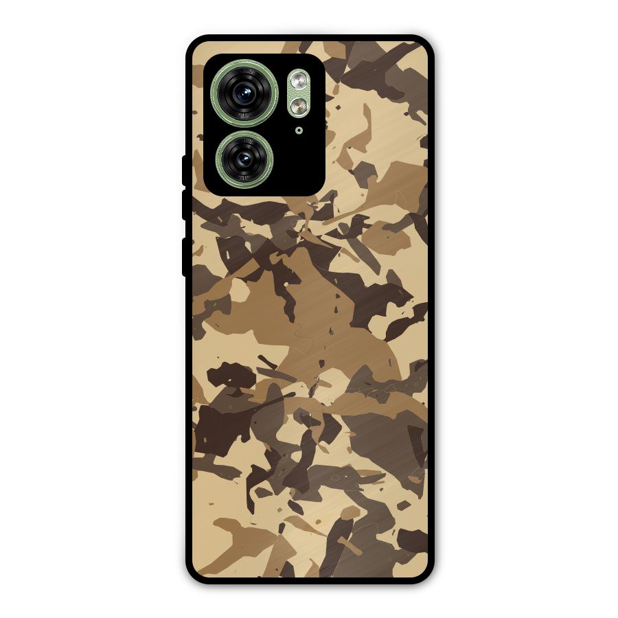 Brown Camouflage Army Metal Back Case for Motorola Edge 40 5G