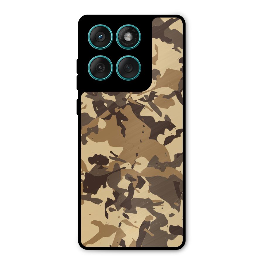 Brown Camouflage Army Metal Back Case for Motorola Edge 60 Fusion