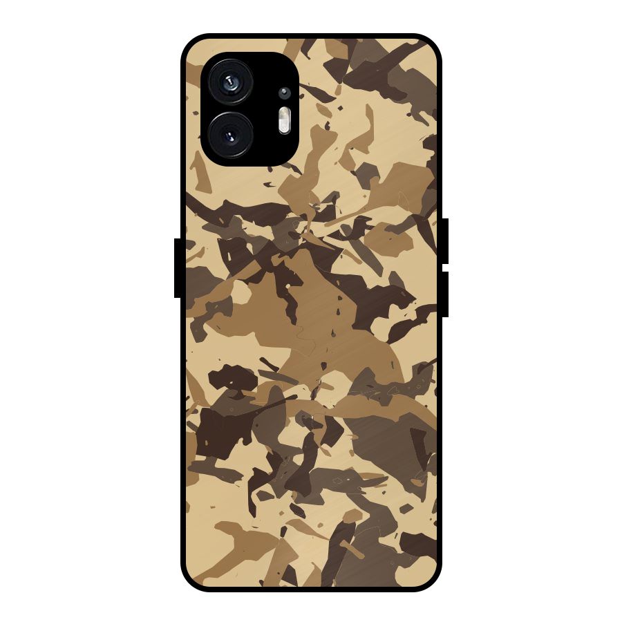Brown Camouflage Army Metal Back Case for Nothing Phone 2