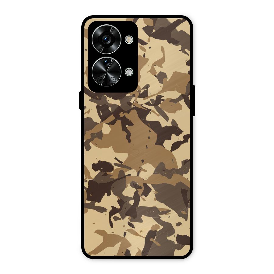 Brown Camouflage Army Metal Back Case for OnePlus Nord 2T