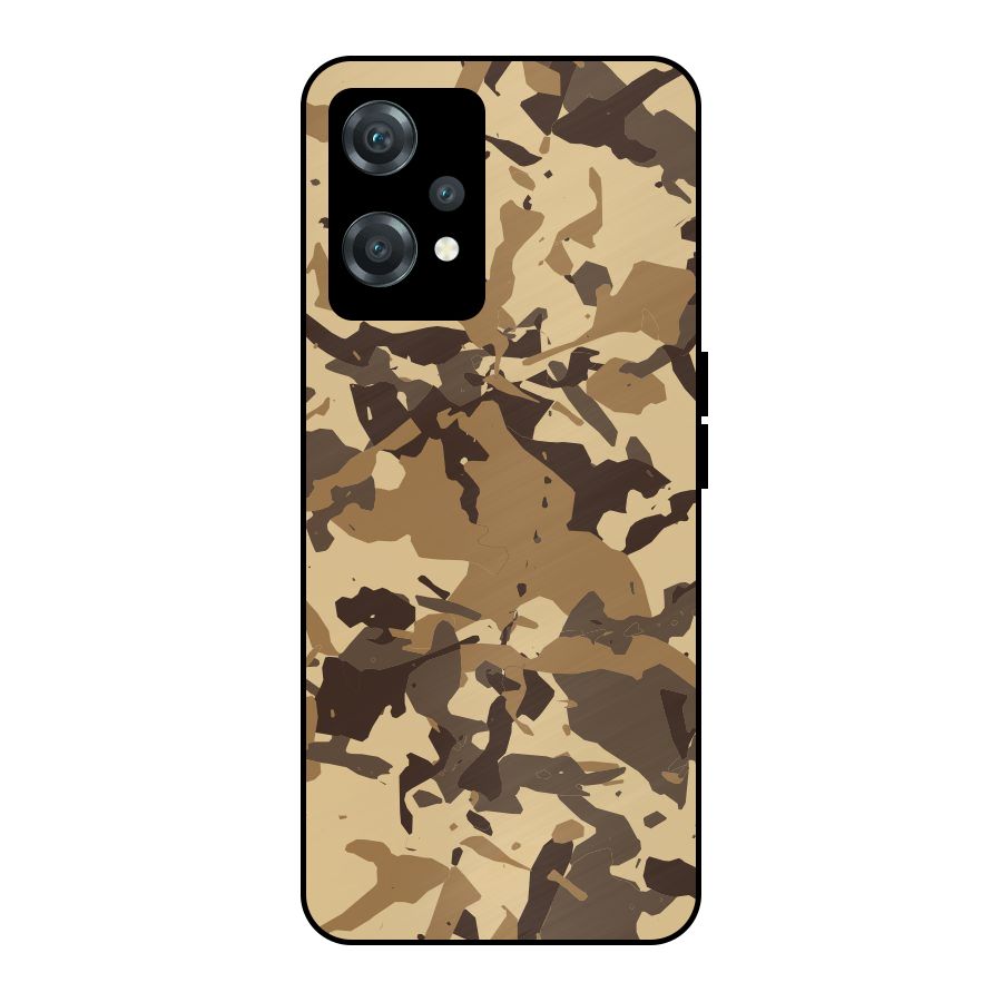 Brown Camouflage Army Metal Back Case for OnePlus Nord CE 2 Lite 5G