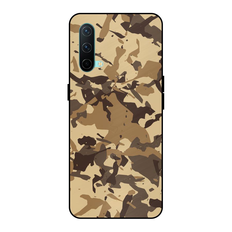 Brown Camouflage Army Metal Back Case for OnePlus Nord CE 5G
