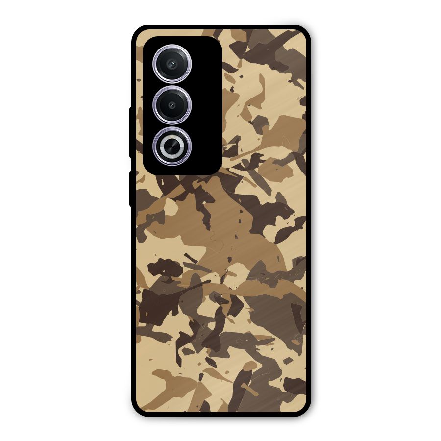 Brown Camouflage Army Metal Back Case for Oppo A3 Pro