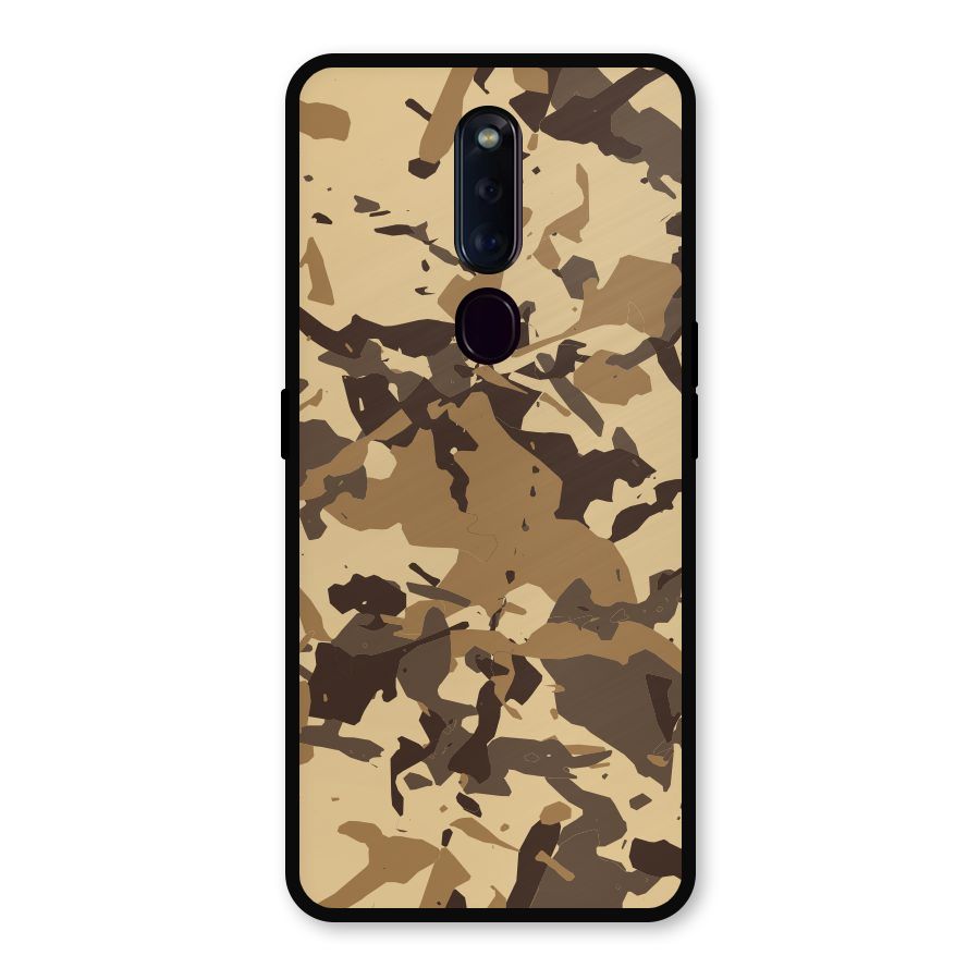 Brown Camouflage Army Metal Back Case for Oppo F11 Pro