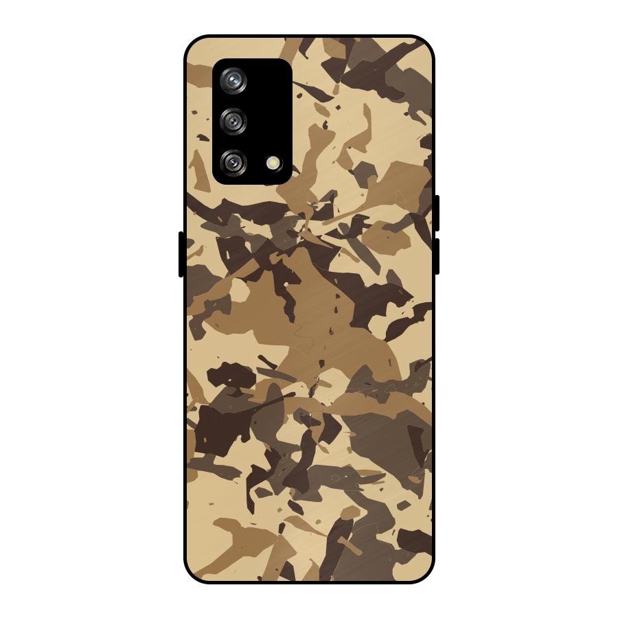 Brown Camouflage Army Metal Back Case for Oppo F19