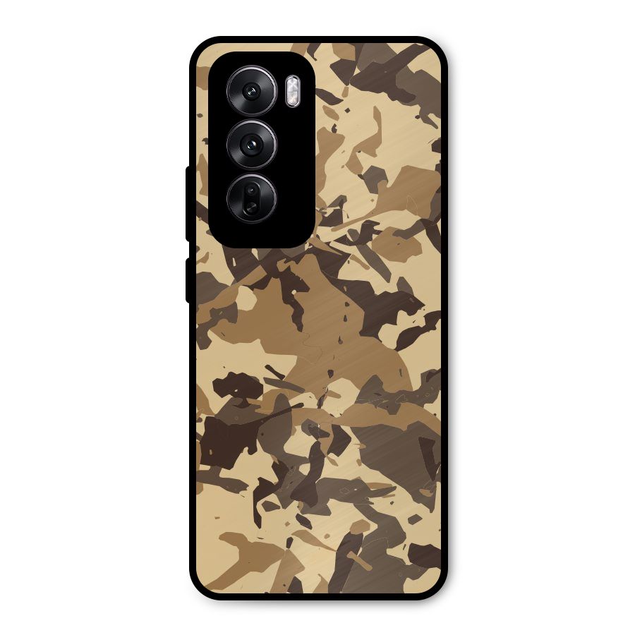 Brown Camouflage Army Metal Back Case for Oppo Reno12