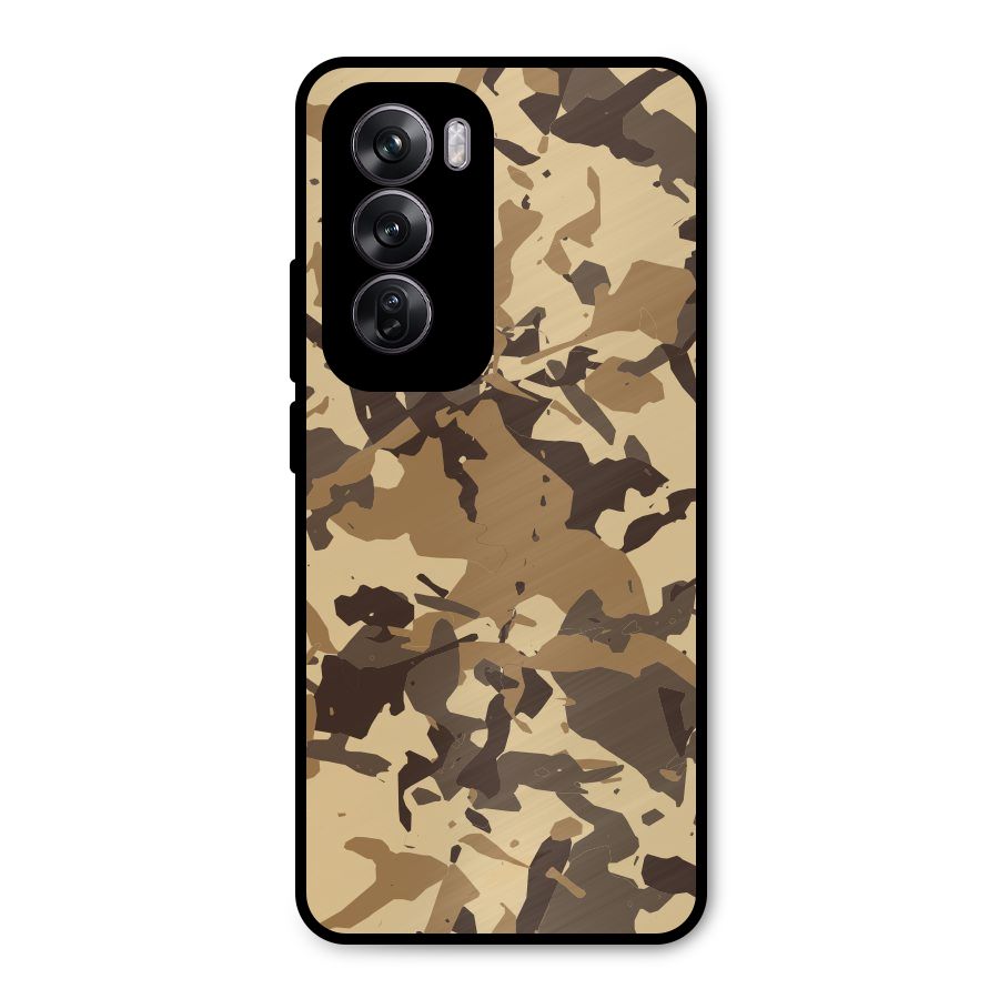 Brown Camouflage Army Metal Back Case for Oppo Reno12 Pro