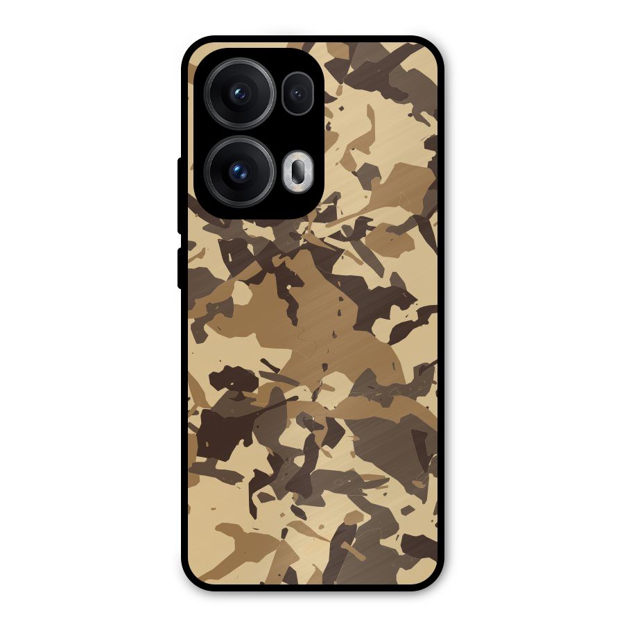 Brown Camouflage Army Metal Back Case for Oppo Reno13 Pro