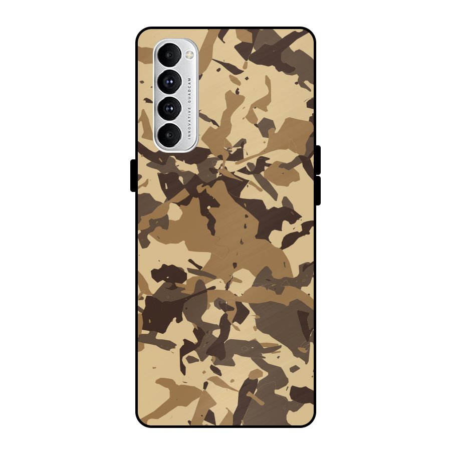 Brown Camouflage Army Metal Back Case for Oppo Reno4 Pro