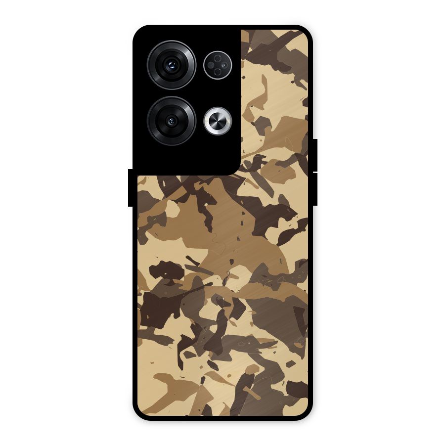 Brown Camouflage Army Metal Back Case for Oppo Reno8 Pro 5G