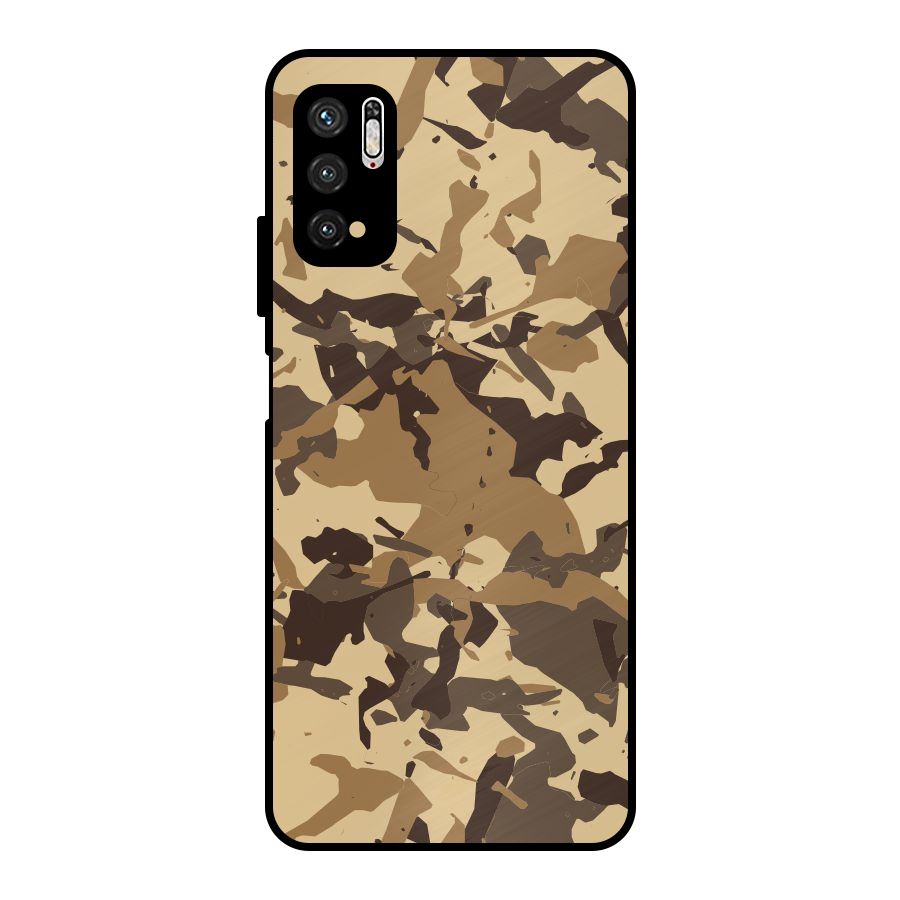 Brown Camouflage Army Metal Back Case for Poco M3 Pro 5G