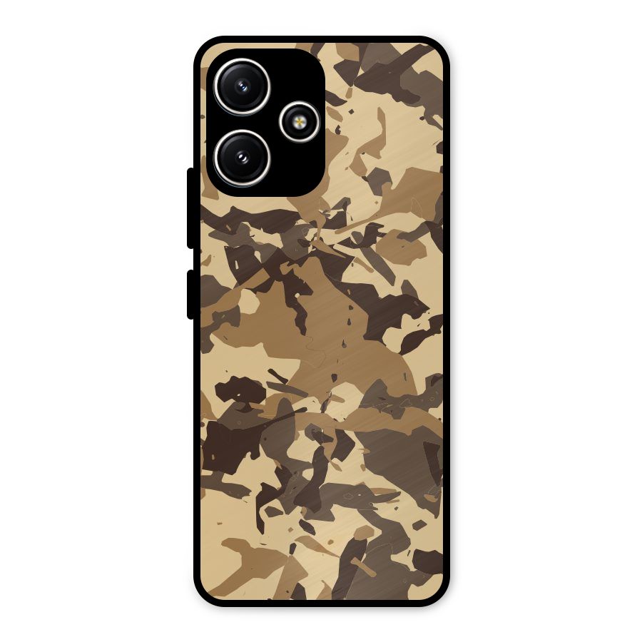 Brown Camouflage Army Metal Back Case for Poco M6 Pro