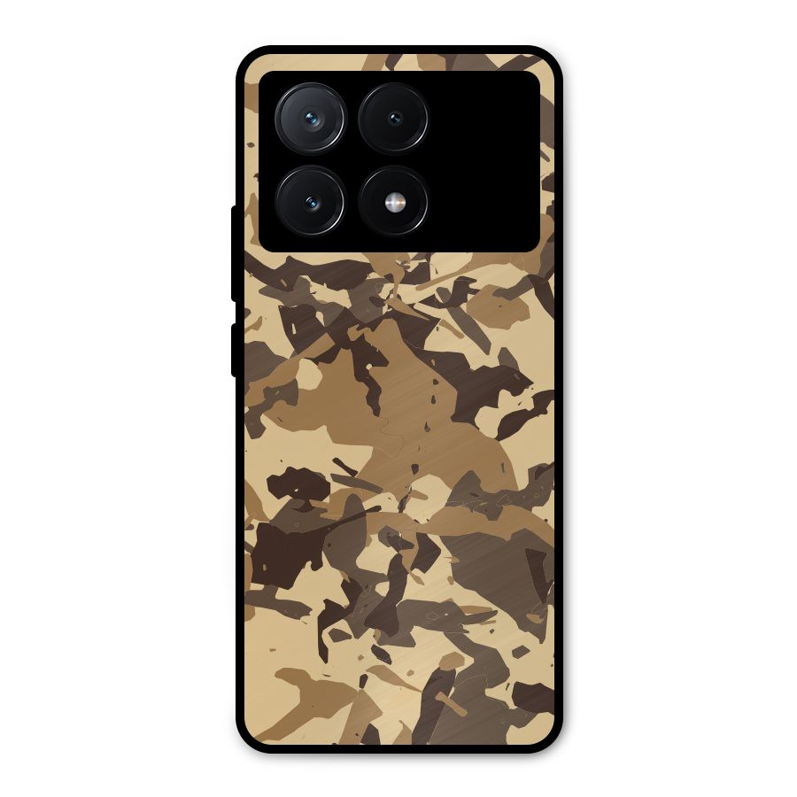 Brown Camouflage Army Metal Back Case for Poco X6 Pro
