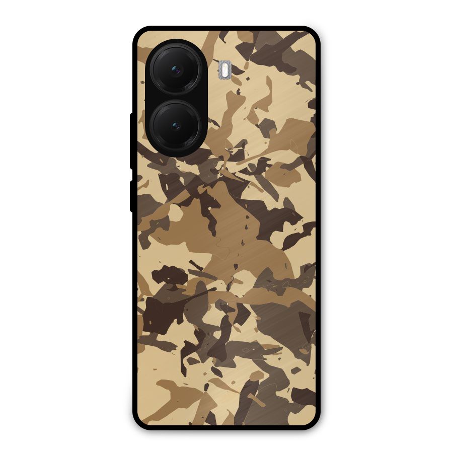 Brown Camouflage Army Metal Back Case for Poco X7 Pro