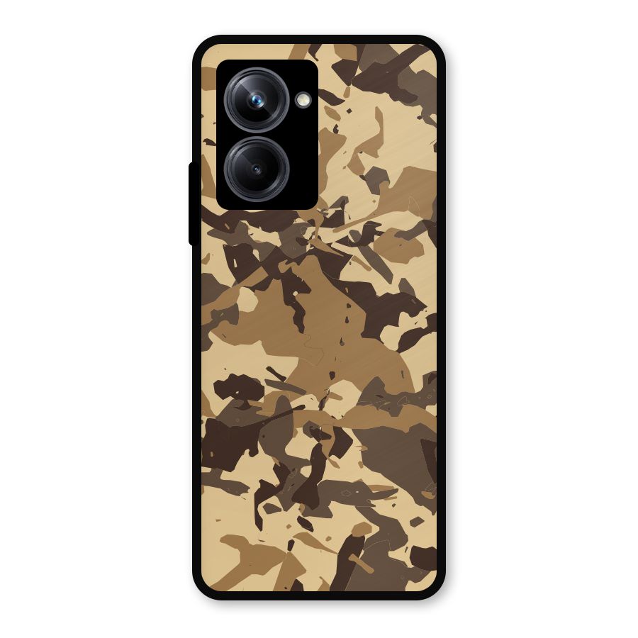 Brown Camouflage Army Metal Back Case for Realme 10 Pro