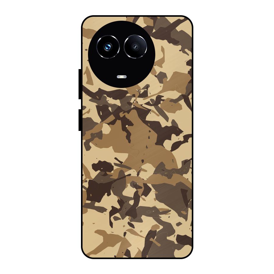 Brown Camouflage Army Metal Back Case for Realme 11X