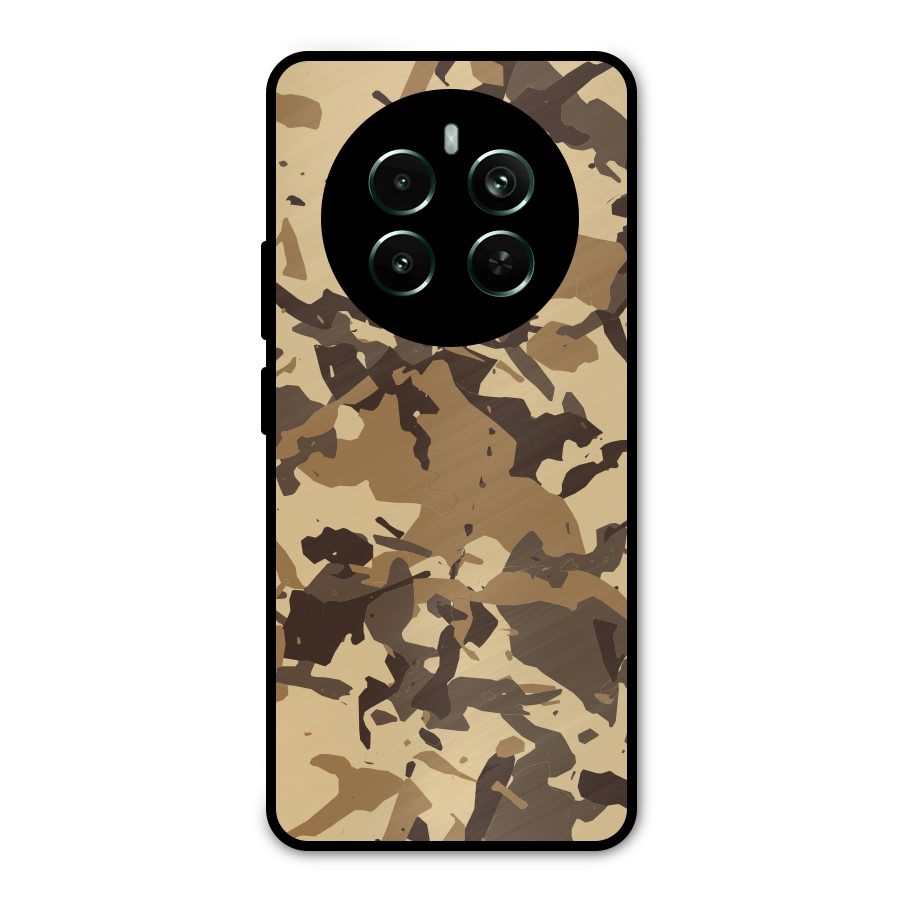 Brown Camouflage Army Metal Back Case for Realme 12 Pro Plus