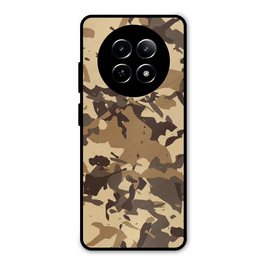 Brown Camouflage Army Metal Back Case for Realme 12x 5G