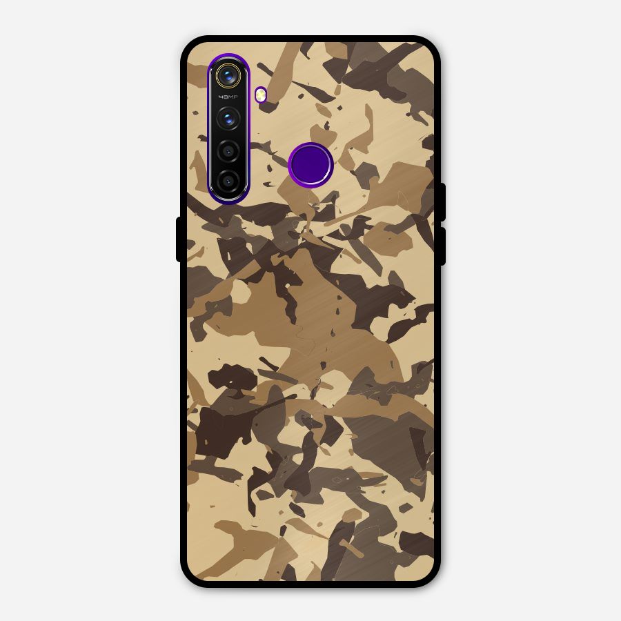 Brown Camouflage Army Metal Back Case for Realme 5 Pro