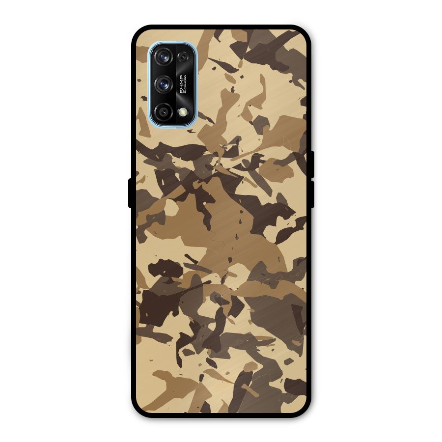Brown Camouflage Army Metal Back Case for Realme 7 Pro
