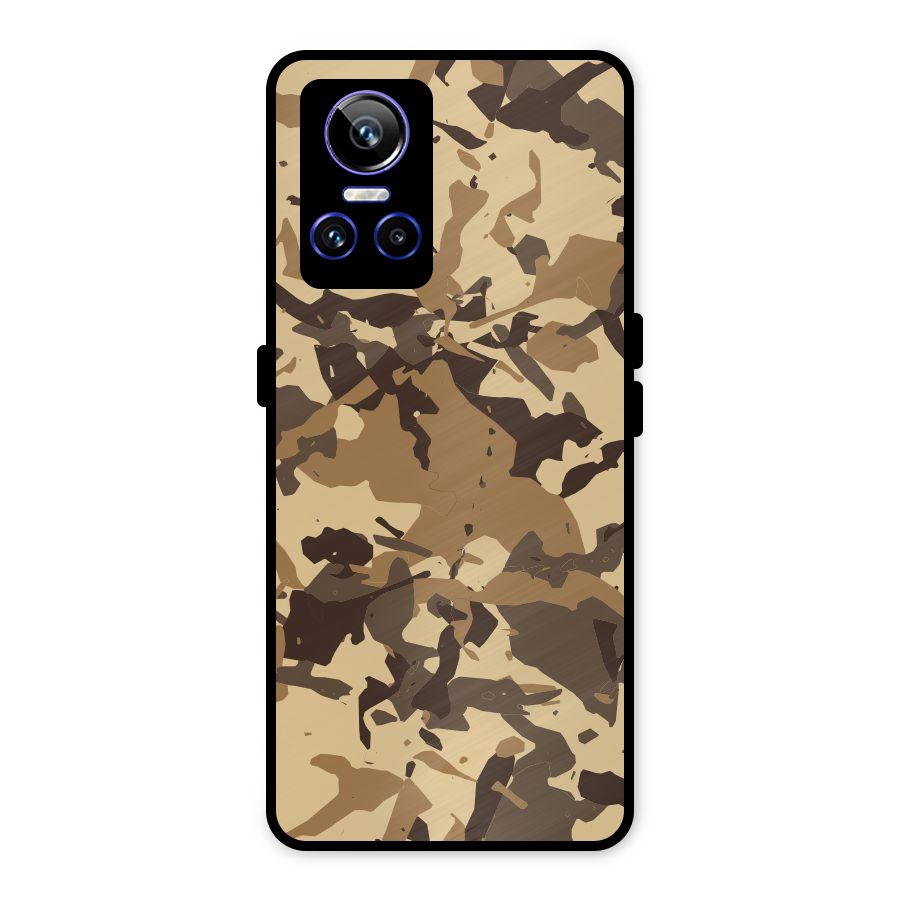 Brown Camouflage Army Metal Back Case for Realme GT Neo 3