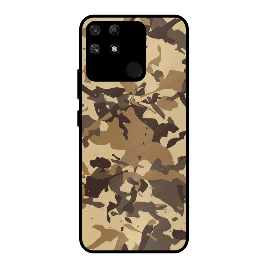 Brown Camouflage Army Metal Back Case for Realme Narzo 50A