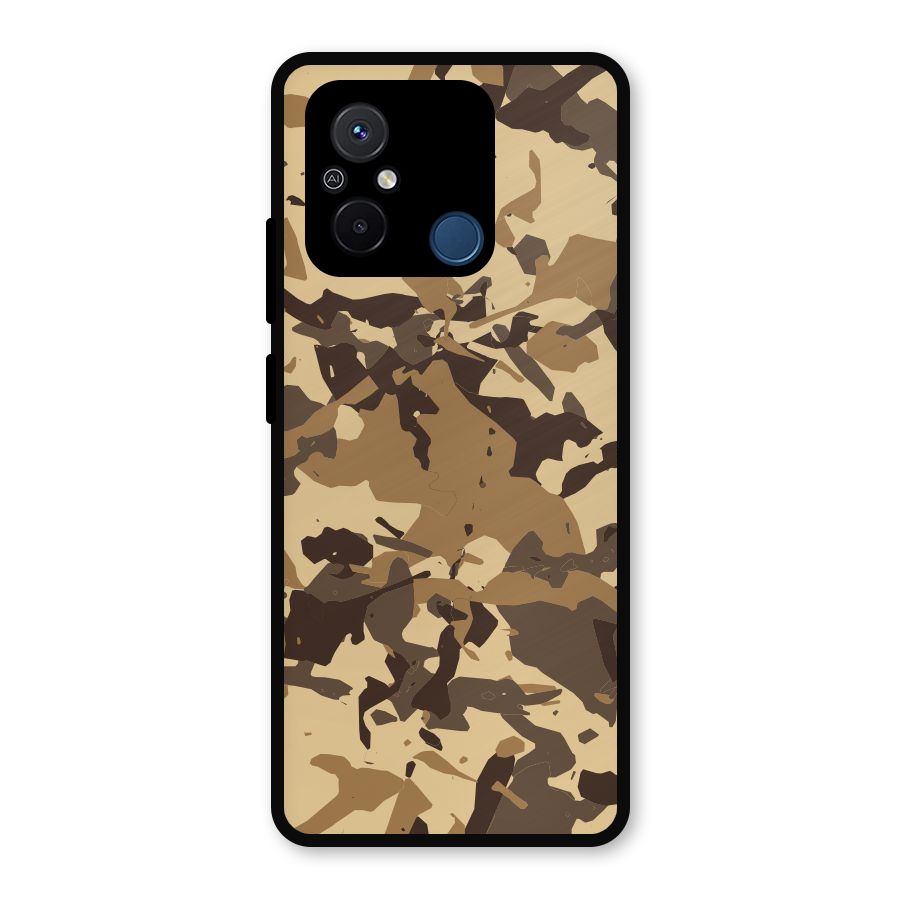 Brown Camouflage Army Metal Back Case for Redmi 12C