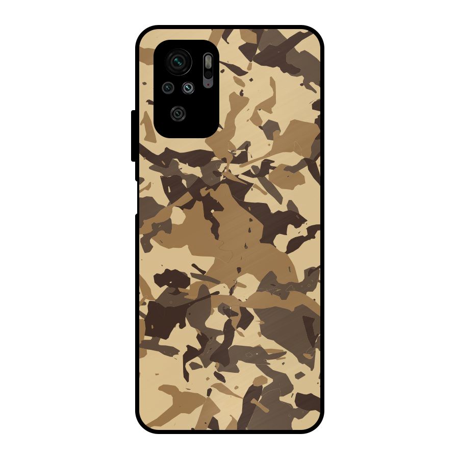 Brown Camouflage Army Metal Back Case for Redmi Note 10S