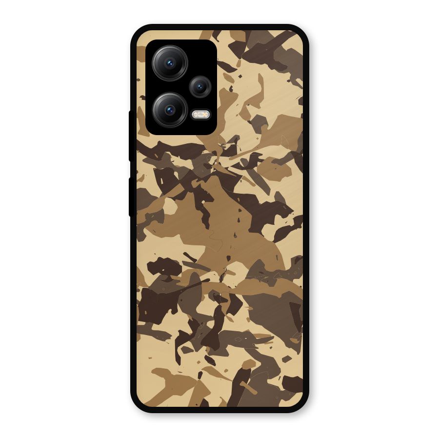 Brown Camouflage Army Metal Back Case for Redmi Note 12 5G