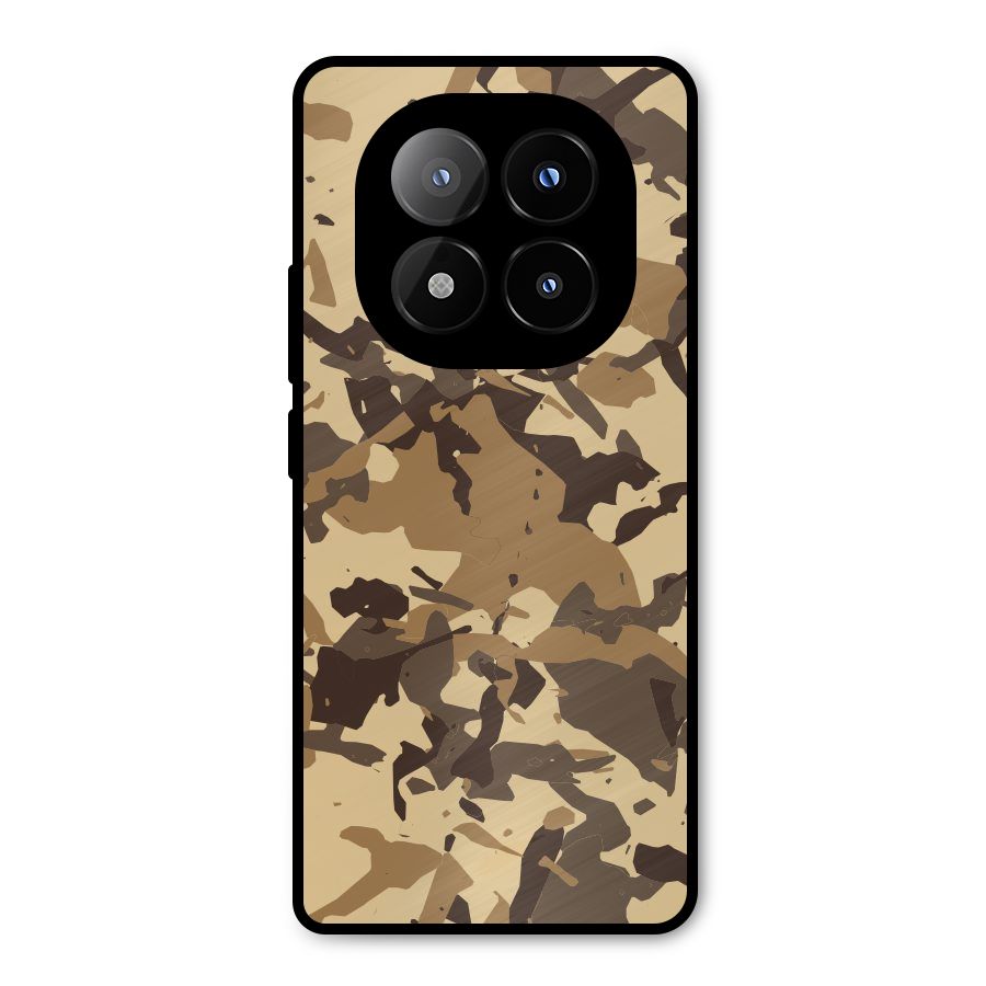 Brown Camouflage Army Metal Back Case for Redmi Note 14 Pro Plus 5G