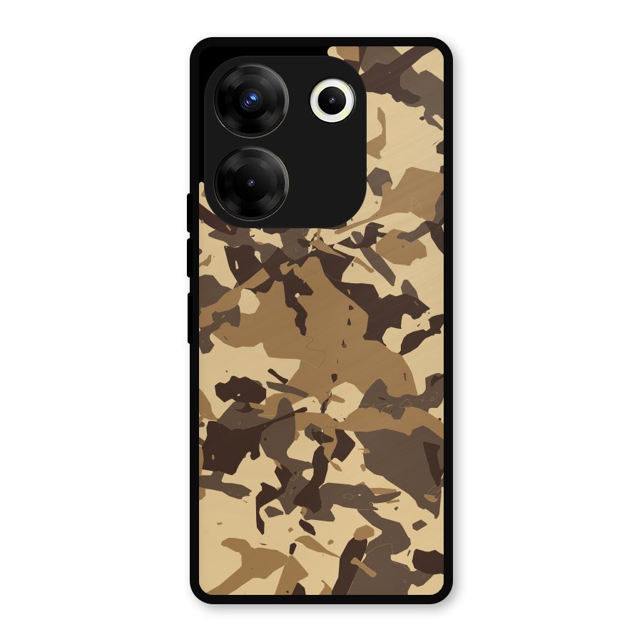 Brown Camouflage Army Metal Back Case for Tecno Camon 20
