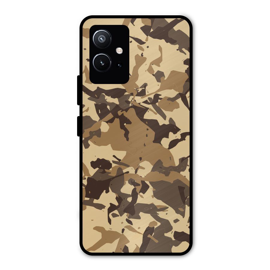 Brown Camouflage Army Metal Back Case for Vivo T1 5G
