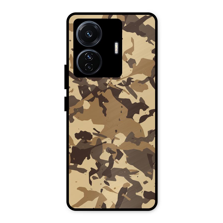 Brown Camouflage Army Metal Back Case for Vivo T1 Pro
