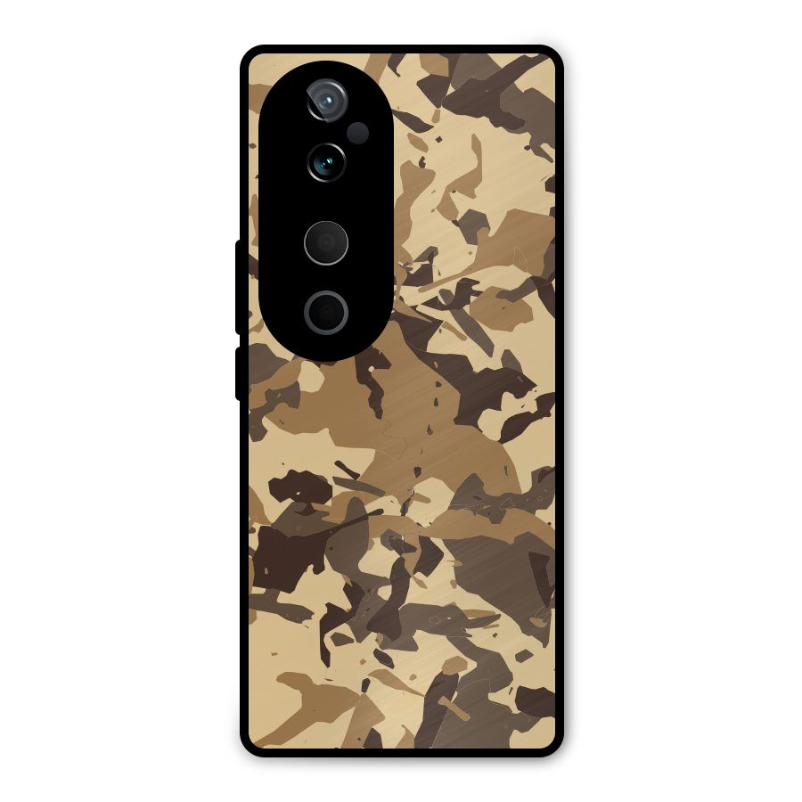 Brown Camouflage Army Metal Back Case for Vivo T3 Ultra