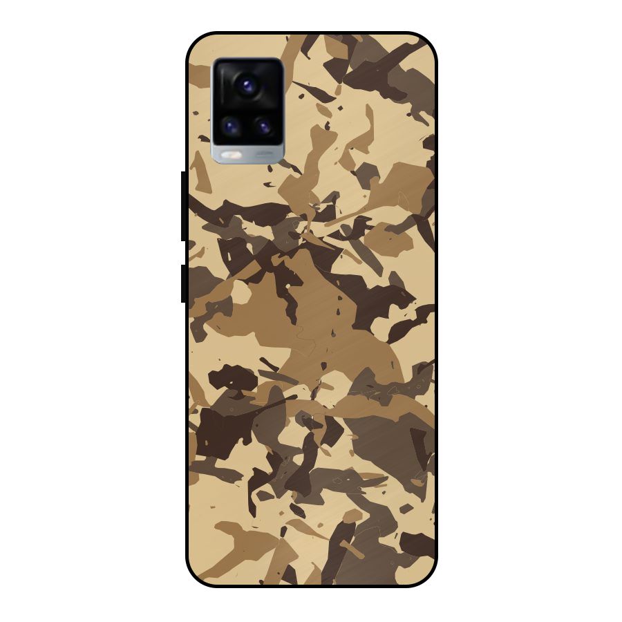 Brown Camouflage Army Metal Back Case for Vivo V20 2021