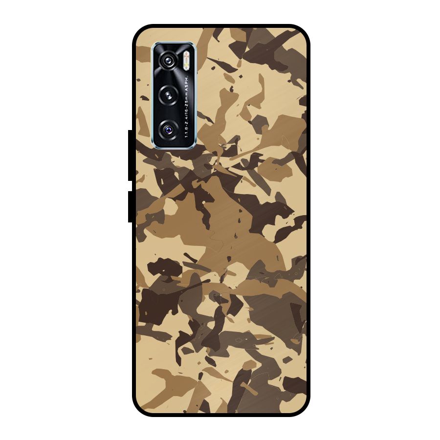 Brown Camouflage Army Metal Back Case for Vivo V20 SE